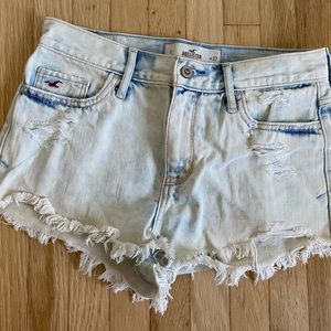 Hollister Acid Bleach Wash High Rise Destroy Jean Cut-Off Shorts